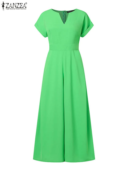 Overalls Women Elegant Jumpsuits Short Sleeve