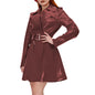Women's Shiny PVC Leather Belted Trench Coat, Turn-down Collar Coats, Large Size, Latex Look Jackets