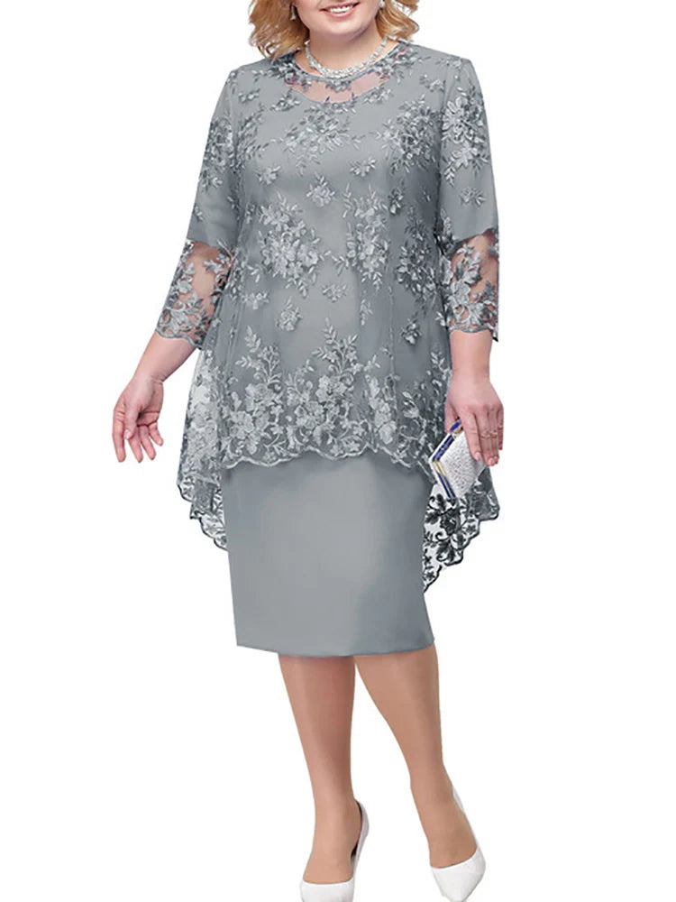 Formal Party Dresses for Ladies From 50 To 60 Years Embroidery Floral Luxury Wedding Guest Church Dresses