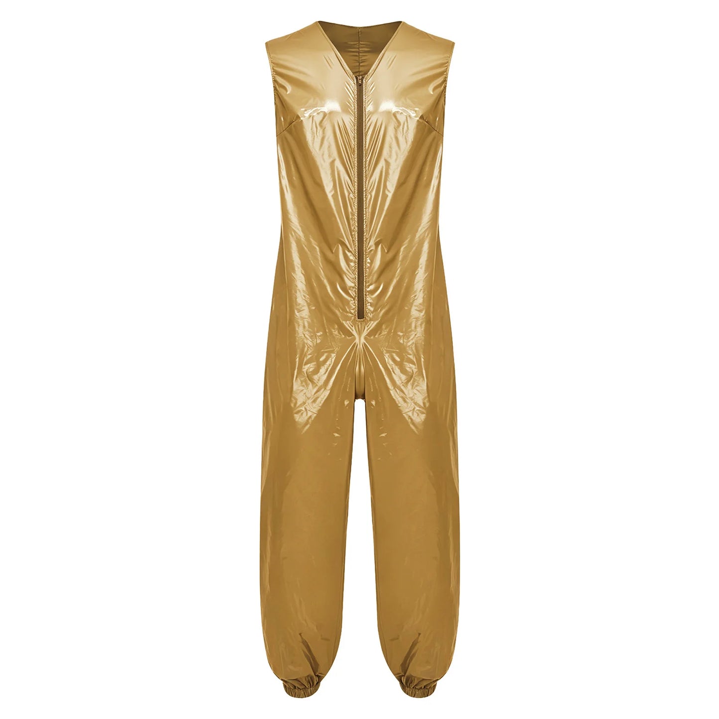 Mens Waterproof Jumpsuit Diaper Cover Sleeveless Zip Up Bodysuit  One-piece Rompers Adaptive Full Leotard
