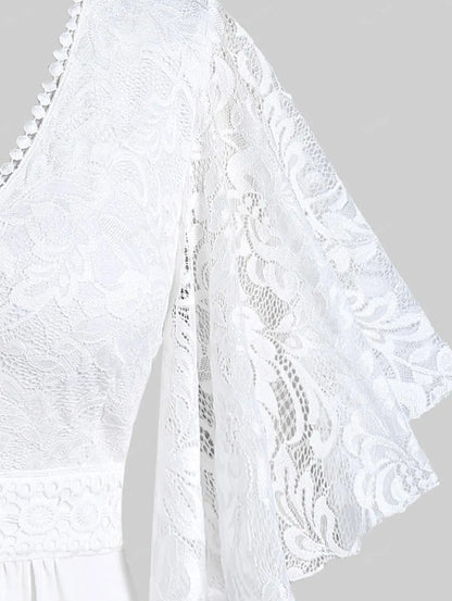 Women's Plus Size Flower Lace T-Shirt Curve Top