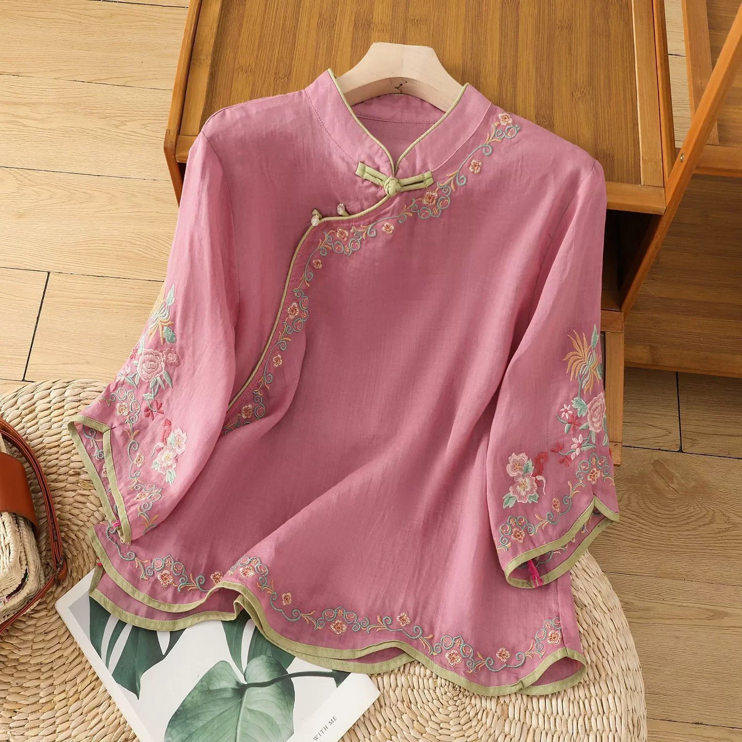 Casual Loose Blouse Shirt Women  Vintage Embroidery Woman Shirt