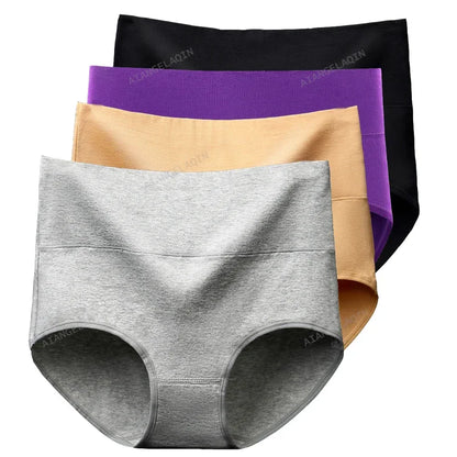 Women High Waist Underwear Cotton Panties Body Slim Plus Size