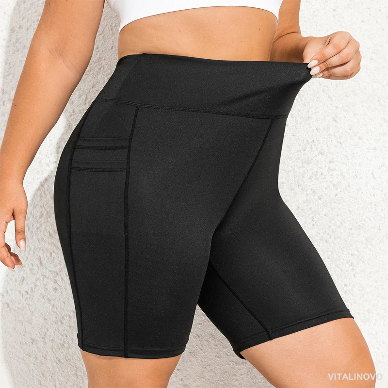 Plus Size Biker Shorts with Pockets