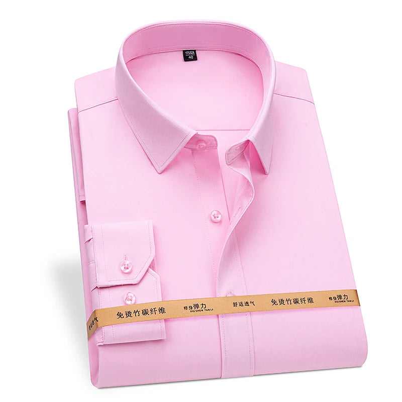 Men Shirt Long Sleeve Casual Big Size Shirts for Men Office Blue White Shirts