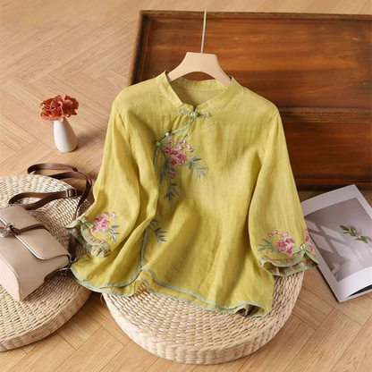 Casual Loose Blouse Shirt Women  Vintage Embroidery Woman Shirt