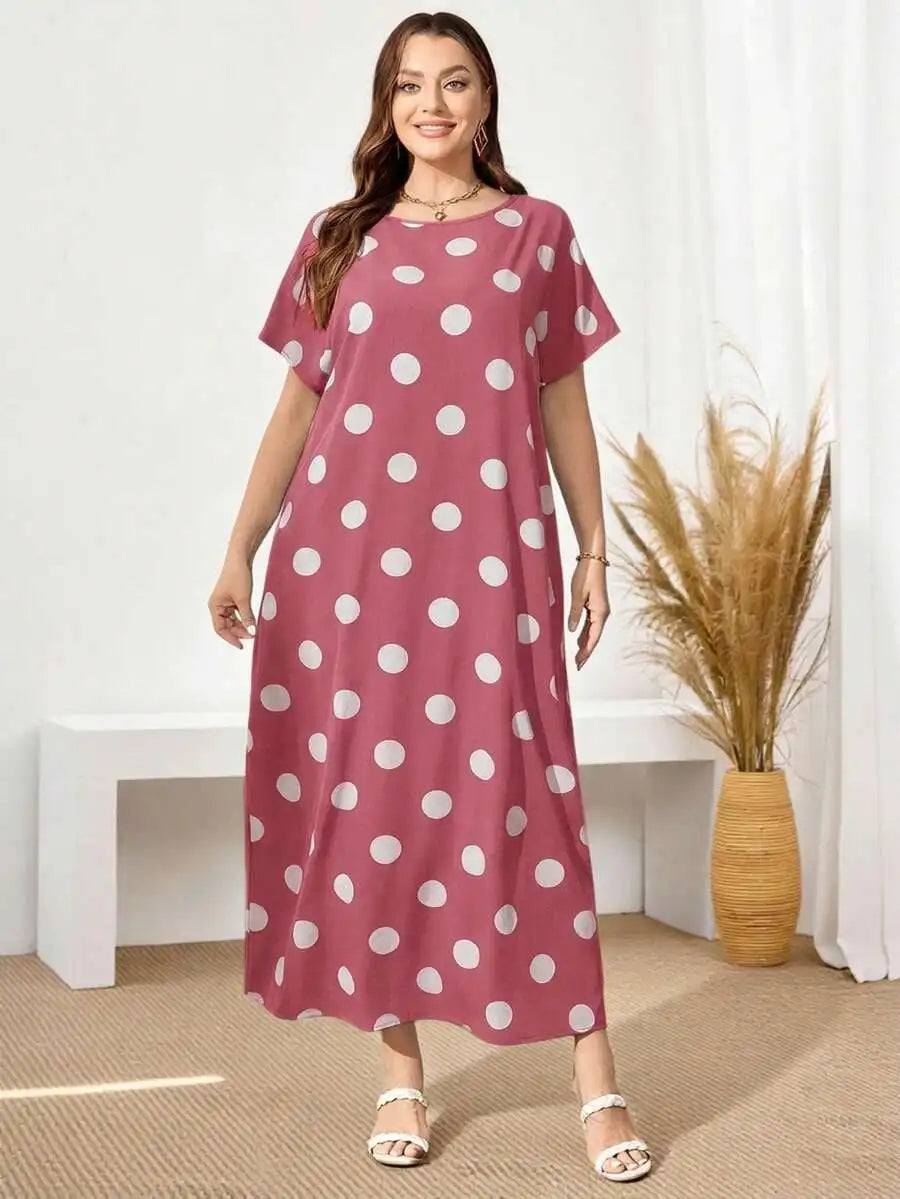 Plus Size Womens Colorful Abstract Print Midi Dress