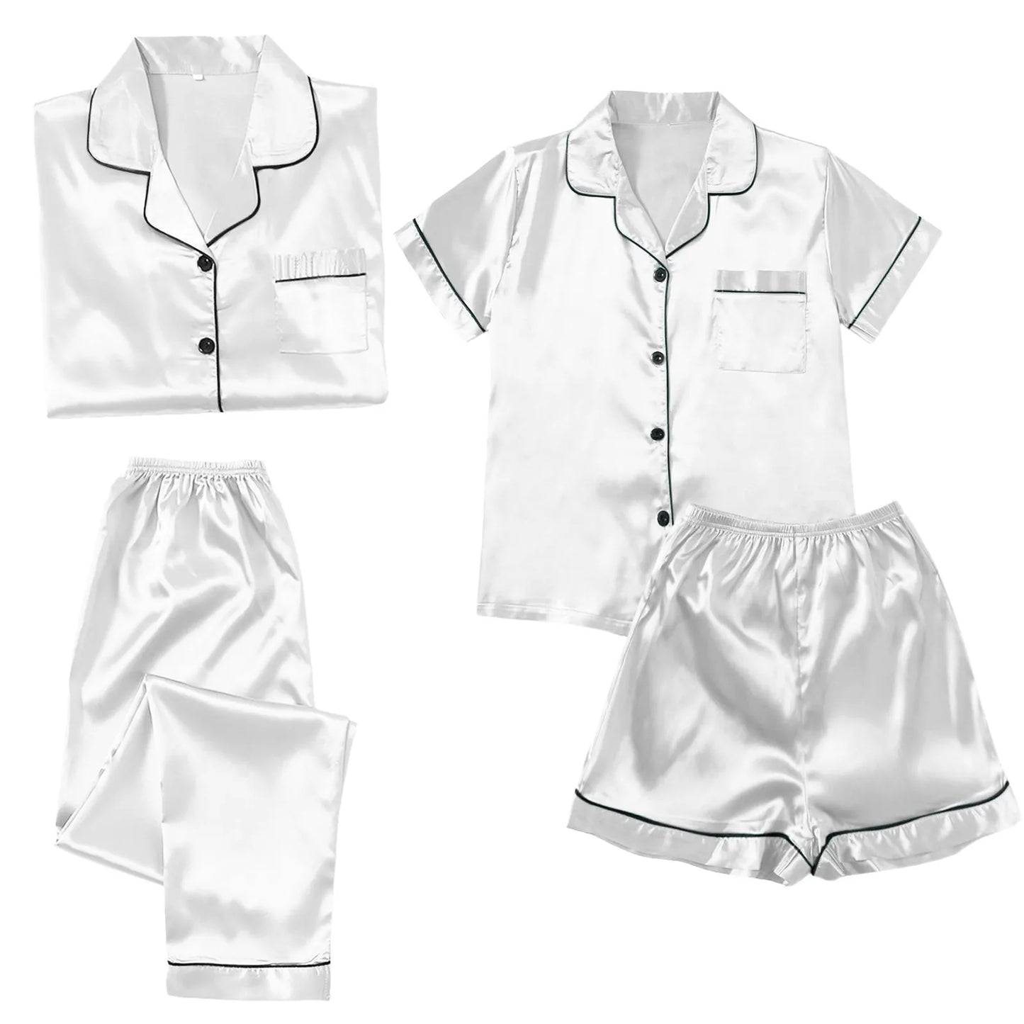 4PCS Women's Blue Pajamas Sets