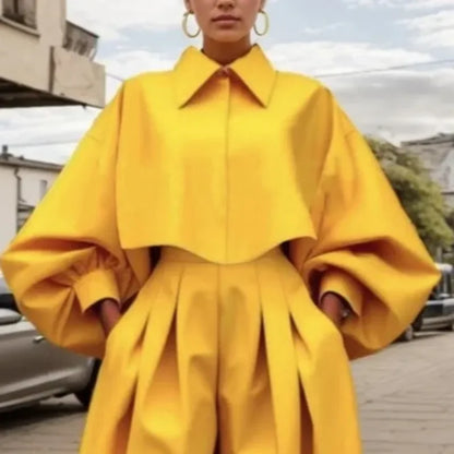 Elegant Women's Sets Yellow Two Piece Set