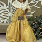 Ladies Party Wear Elegant Gold Taffeta Maxi Skirt