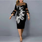 Mesh Patchwork Women Plus Size Dress Spring Vintage Floral Printed