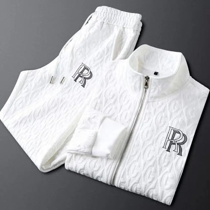 Spring Autumn New Men's Two Piece Set Linen Fabric Casual Sweatshirt and Sweatpants Set