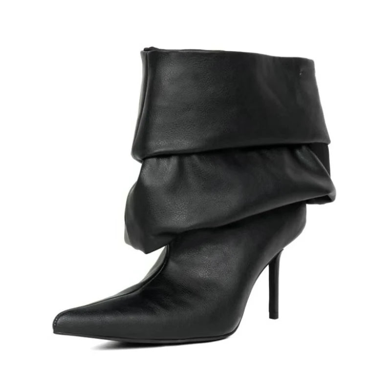 Sexy Snake Pattern Pleated High-heeled Sleeve Boots for Women