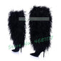 Women Fluffy Real Ostrich Feather Knee High Boots Women