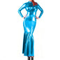 Shiny Metallic Party Evening Gown Dress High Neck Long Sleeve Mermaid Dress