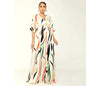 Women Spring / Autumn Half Sleeve Print V-neck High Waist Fashion  Jumpsuit