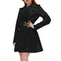 Women's Shiny PVC Leather Belted Trench Coat, Turn-down Collar Coats, Large Size, Latex Look Jackets