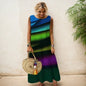 Elegant Printed O-Neck Sleeveless Women Dress  Loose Casual Beach Long Dresses Ladies Boho Maxi Dress