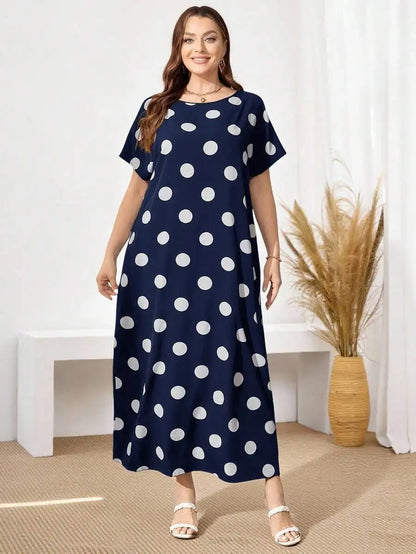 Plus Size Womens Colorful Abstract Print Midi Dress