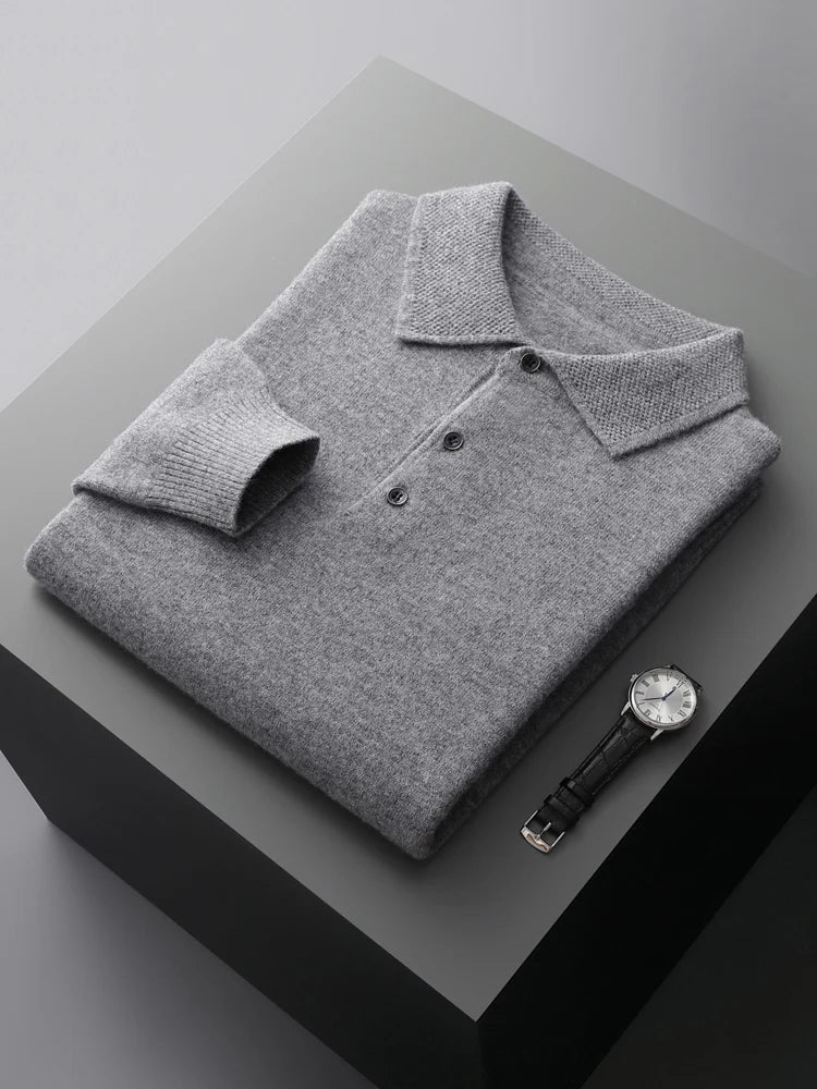 Men's  Casual Loose POLO Knitted Bottom Shirt Jacket Shirt