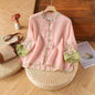 Casual Loose Blouse Shirt Women  Vintage Embroidery Woman Shirt