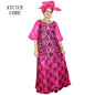 African Dresses For Women 3/4 Sleeve Plus Size Dress With Scarf