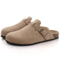 Women's Suede Mules Slippers Men Clogs Cork Insole Sandals With Arch Support