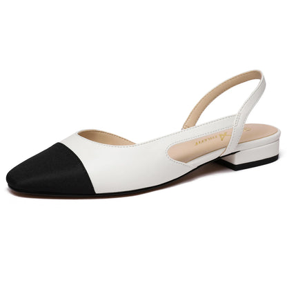Slingback Flats for Women Square Pointed Toe Two Toned Flats Wedding