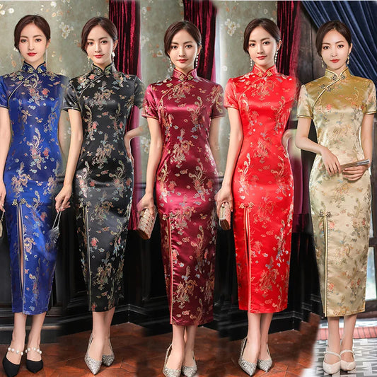 Chinese Style Sexy Women Plus Size  Dress Dragon And Phoenix Long