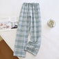 Spring and Autumn Men's Sleeper Pants 100% Cotton Checkered Pants Elastic Waist Home Pants Sleepwear