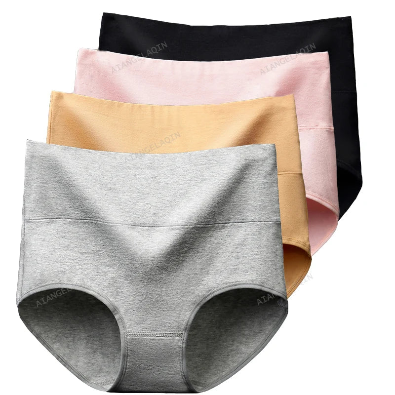 Women High Waist Underwear Cotton Panties Body Slim Plus Size