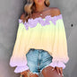 Women's Plus Size XL-5XL Casual Long Sleeve T-shirt  Off Shoulder Blouse Top Women Spring Summer Wear