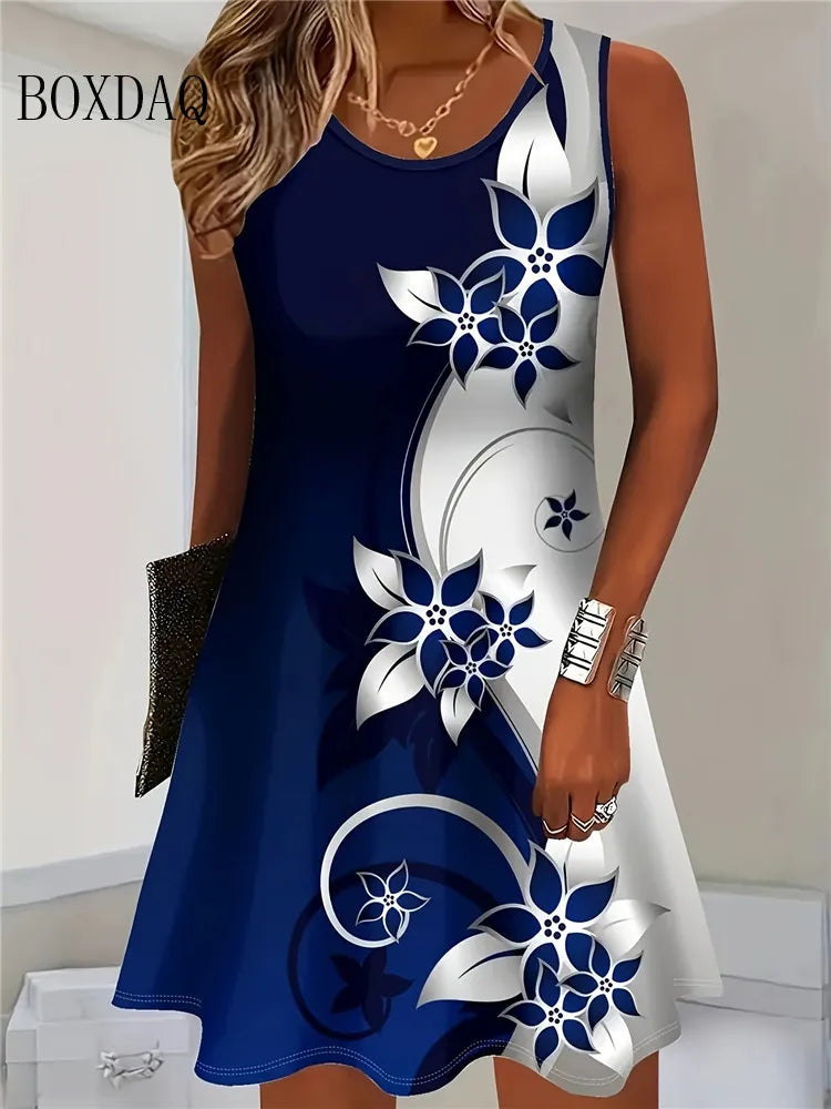 Women Summer Sleeveless Bohemian Dress Fashion Imitate Cowboy Vest  Casual Tank Beach Dresses