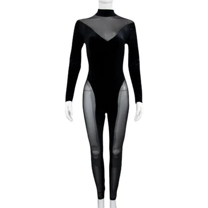 Autumn and Winter Women's Jumpsuits Gauze Splicing Velvet Plus Size 9XL 8XL 7XL 6XL 5XL