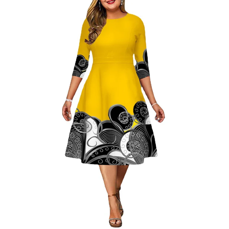 Autumn Winter Fashion Plus Size Folk-custom A-line Dress