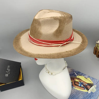Zipper shallow  fedora hat  woolen hat ladies European punk chain novelty