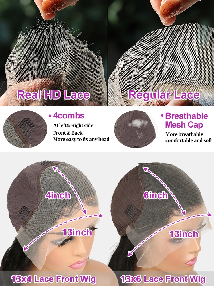 250 Density 13x6 Bone Straight Hd Lace Front Wig 40 46 50 Inch 13x4 Lace Frontal Human Hair Wigs