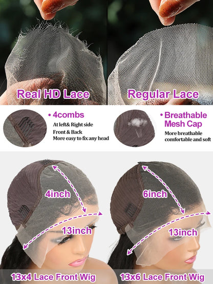 250 Density 13x6 Bone Straight Hd Lace Front Wig 40 46 50 Inch 13x4 Lace Frontal Human Hair Wigs