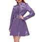 Women's Shiny PVC Leather Belted Trench Coat, Turn-down Collar Coats, Large Size, Latex Look Jackets