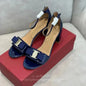 Summer leather sandals with thick heels