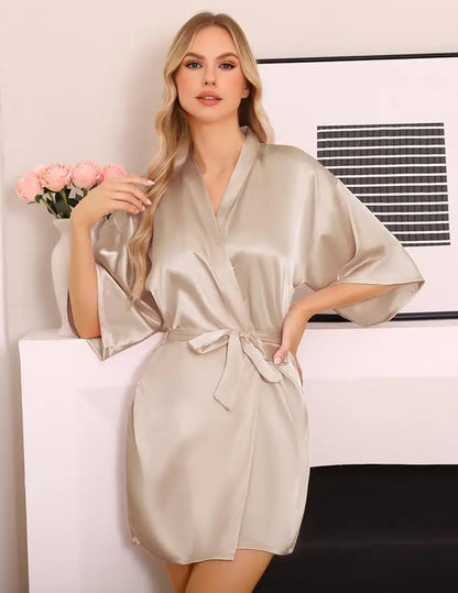 Nightgown Soft Bathrobe Short Women's Lounge Bride Bridesmaid Morning Gown  Wedding Party