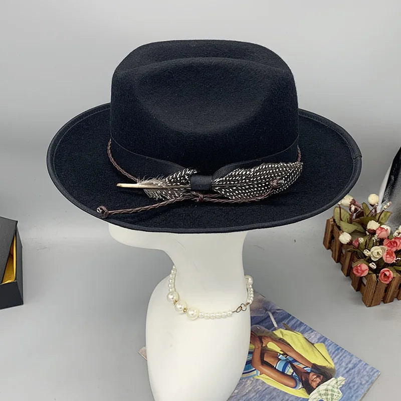Zipper shallow  fedora hat  woolen hat ladies European punk chain novelty