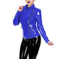 Glossy Leather Motorcycle Jacket for Women Long Sleeve Gothic Punk Style Coat