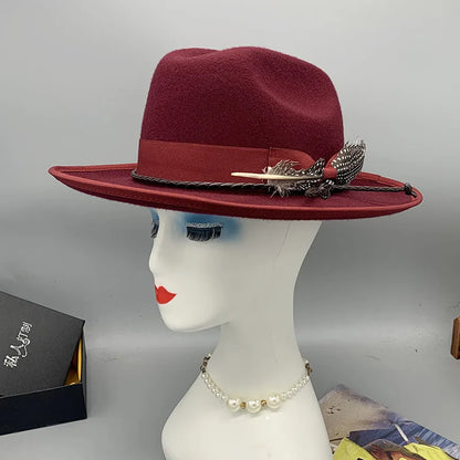 Zipper shallow  fedora hat  woolen hat ladies European punk chain novelty