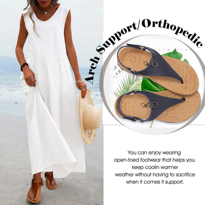 Women's Comfortable Orthopedic Sandals Thong Dressy T-Strap Orthotic Casual Summer