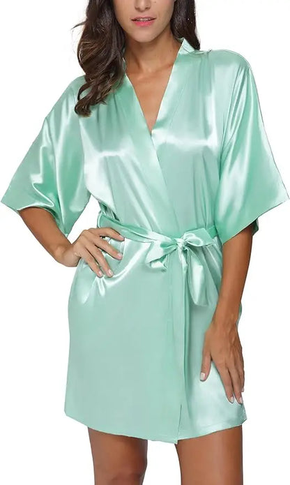 Nightgown Soft Bathrobe Short Women's Lounge Bride Bridesmaid Morning Gown  Wedding Party