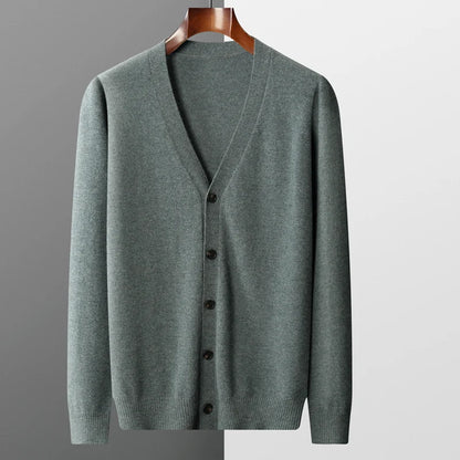 100% men's cardigan cashmere sweater