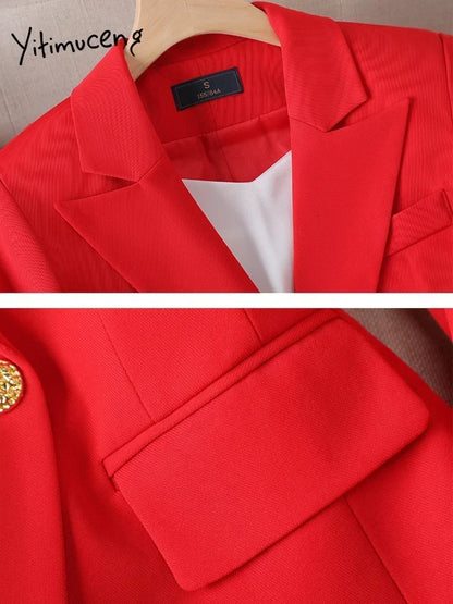 Elegant Office Ladies Two Piece Sets  Double Breasted