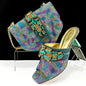 Italian Fashion Square toe Women Strange Heels Bigger size Fashion Rhinestone Decoration Brown Shoes And Bag set Party bag