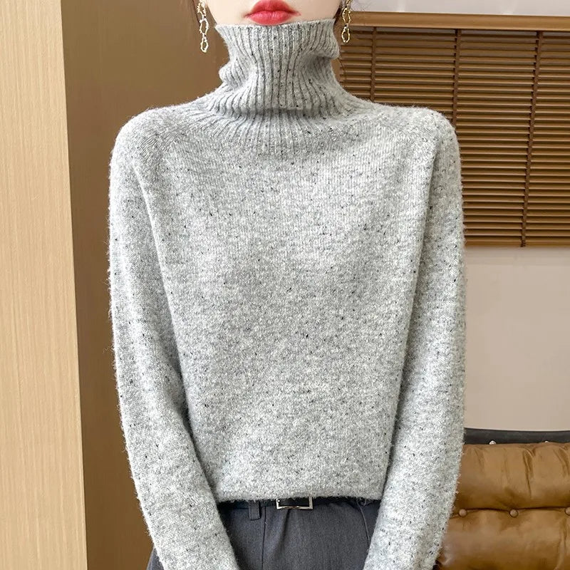 Autumn And Winter Merino Wool Pullover Sweater Solid Color Long Sleeve Basic Thermal Top 100% Pure Wool Sweater